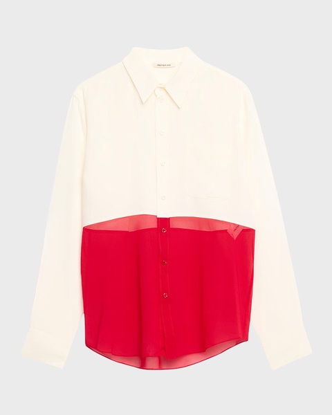 Colorblock Button-Front Office Shirt