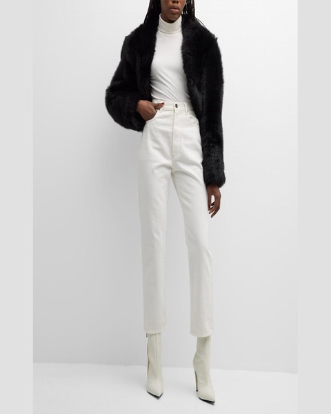 Luxurious Shearling Cropped Overcoat