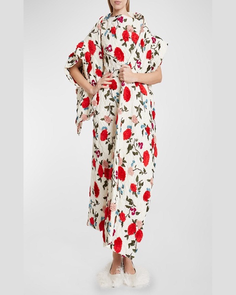 Asymmetric Floral Opera Wrap Jacket