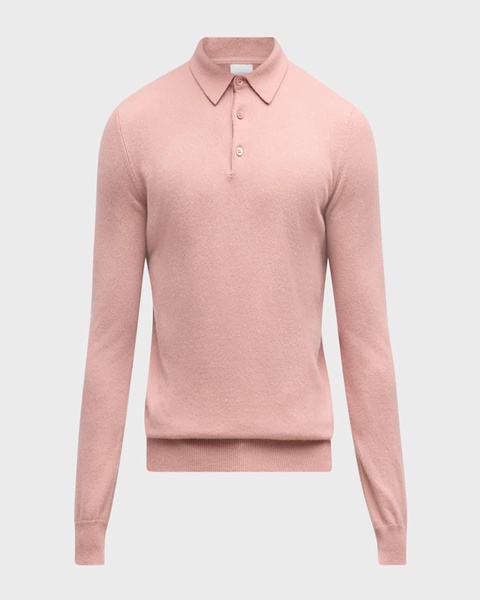 Men's Solid Cashmere Polo Sweater