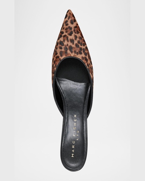 Leopard Kitten-Heel Mule Pumps