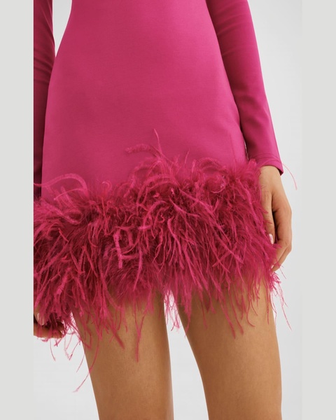 Bahira Ostrich-Feather Hem Mini Dress