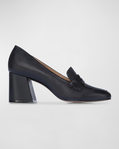 Nessa Leather Heeled Penny Loafers