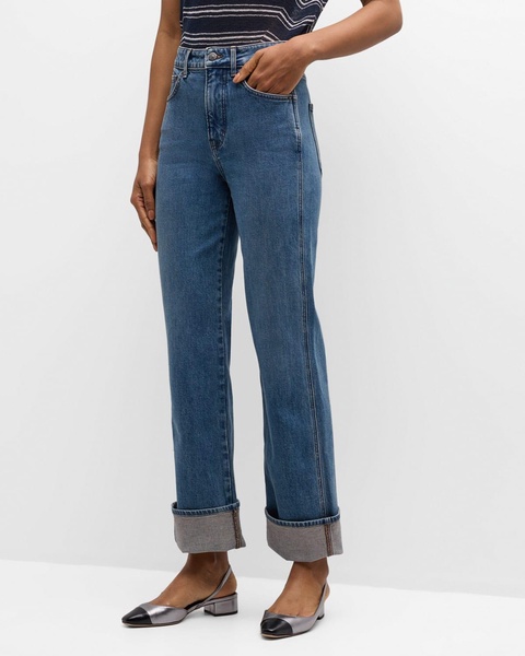 Dylan Straight-Leg Cuffed Jeans