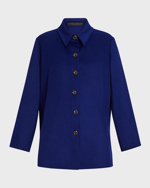 Plus Size Gazza Button-Down Virgin Wool Coat