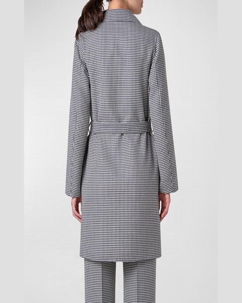 Vito Short Wool Belted Vichy Coat