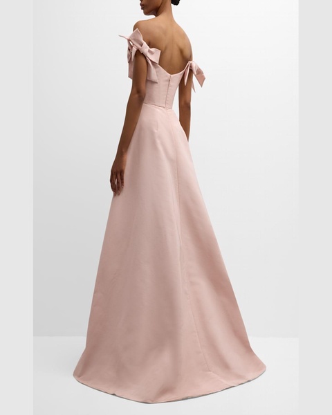 Off-The-Shoulder Bow Slit Gown