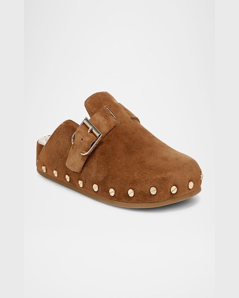 Fern Suede Buckle Cozy Loafer Clogs