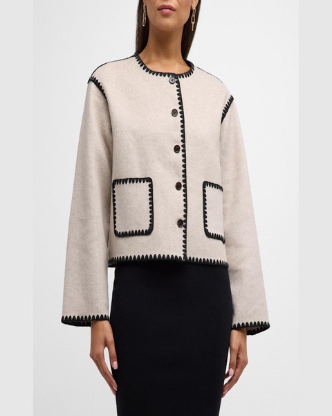 Melanie Contrast Trim Wool-Blend Jacket