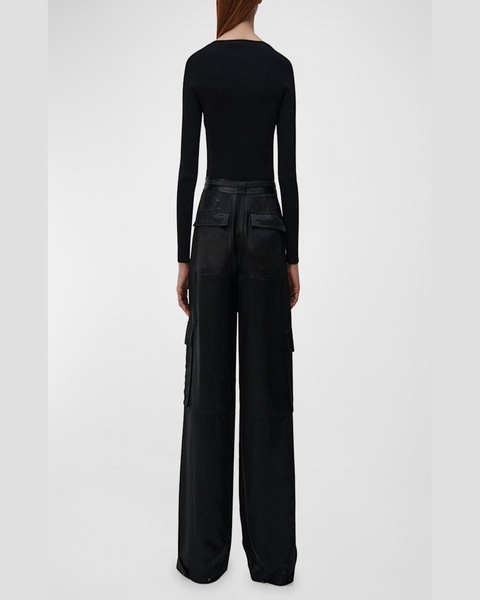 Beatriz Faux Leather Wide-Leg Cargo Pants