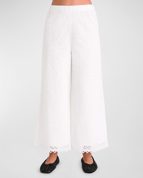 Spector Cropped Wide-Leg Eyelet Pants