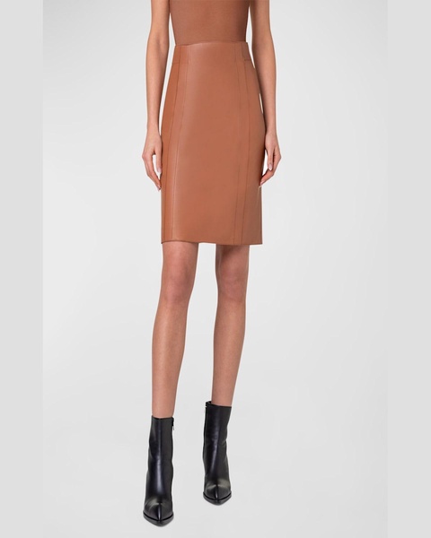 Lambskin Leather Short Pencil Skirt