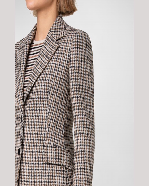 Houndstooth Shetland Tweed Wool Boyfriend Blazer