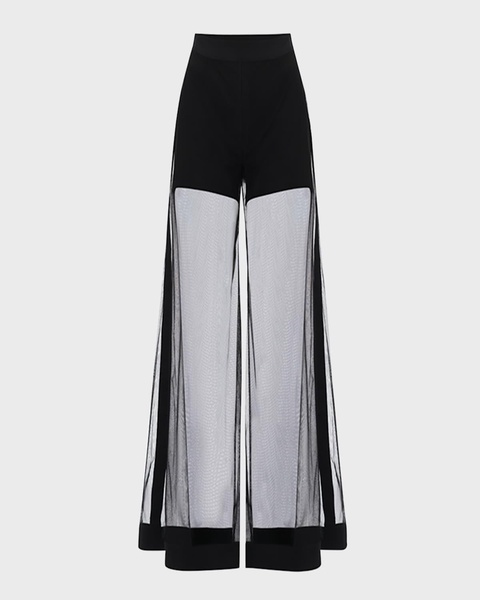 Castille High-Rise Wide-Leg Mesh Pants