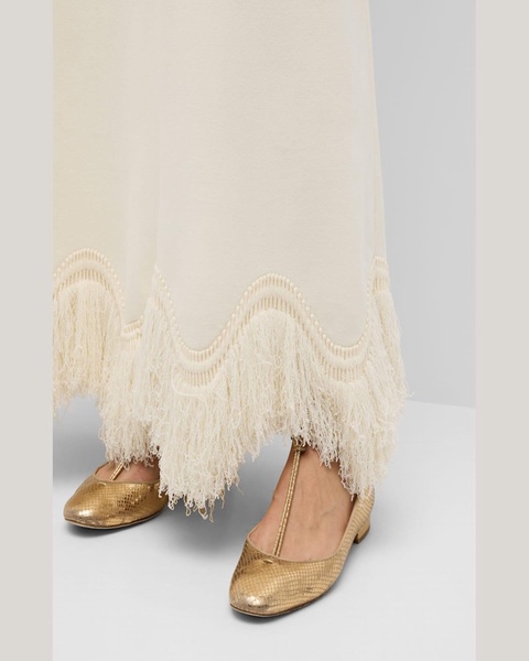 Paulina Long Fringe-Hem Skirt