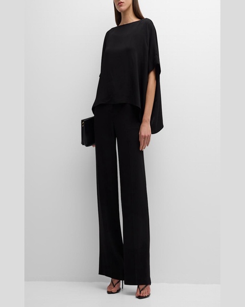 Mid-Rise Straight-Leg Stretch Crepe Pants