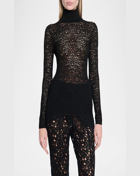 Meret Turtleneck Lace Net Sweater