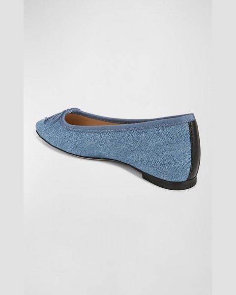 Catherine Denim Bow Ballerina Flats