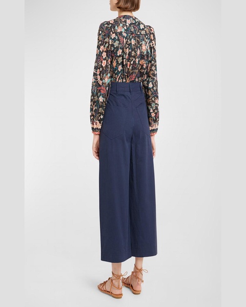 Emery Wide-Leg Cropped Cotton Pant