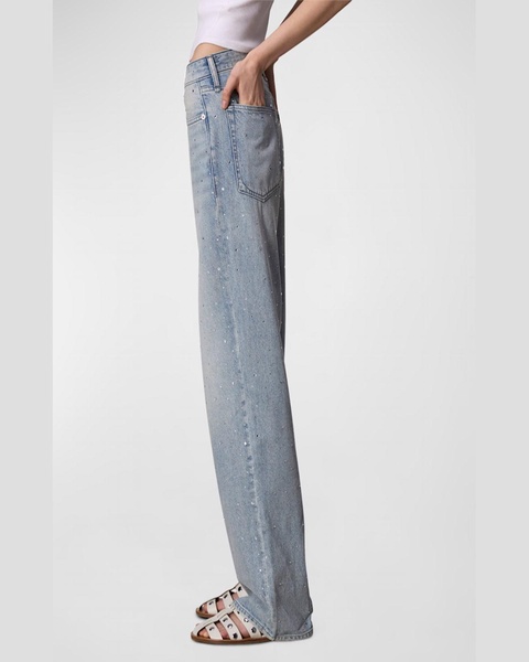 Logan Wide-Leg Rhinestone Jeans