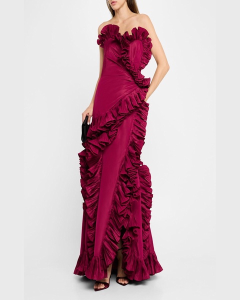 Strapless Ruffle Taffeta Gown