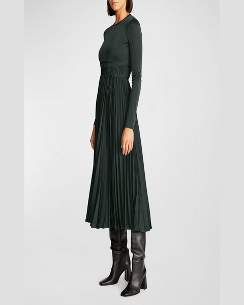 Doreen Pleated A-Line Jersey Midi Dress