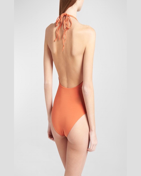 Triangle Pleats Summer Shell One-Piece Swimsuit