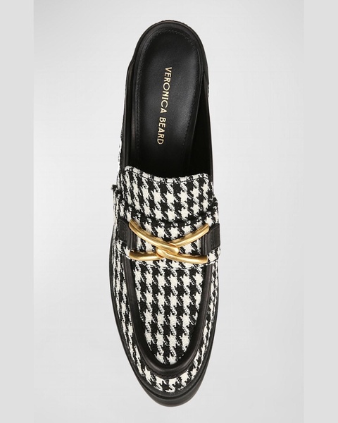 Wynter Houndstooth Heeled Loafer Mules