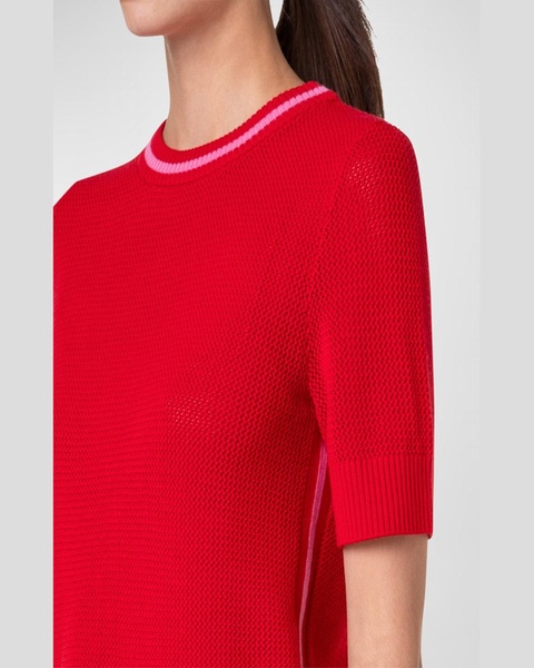 Signature Mesh Knit Short-Sleeve Merino Wool Sweater