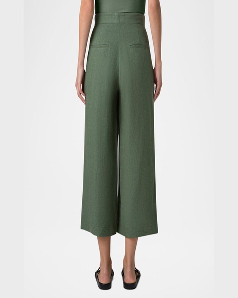 Filip Washed Raw Linen Straight-Leg Crop Pants