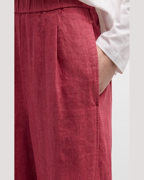 Pleated Cropped Organic Linen Lantern Pants