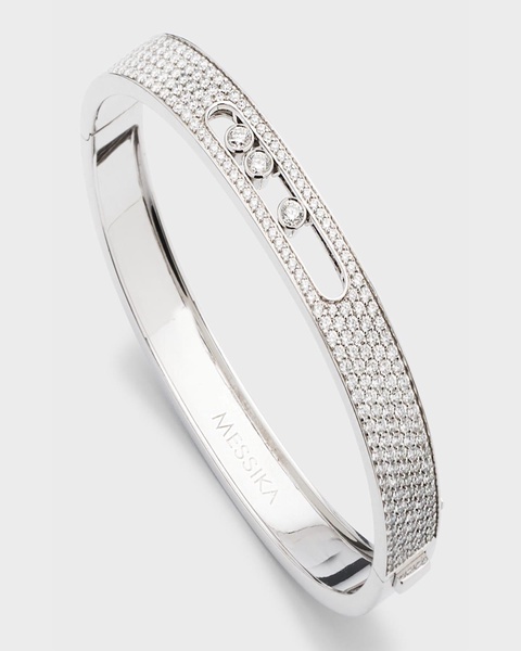 18K White Gold Move Diamond Bangle 