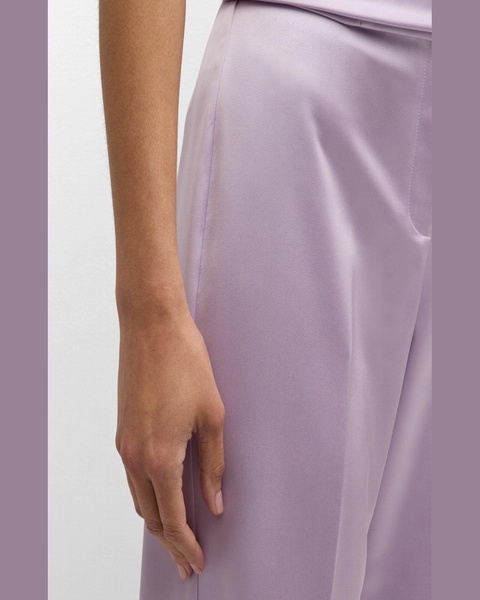 Two-Tone Flare-Leg Satin Back Crepe Pants