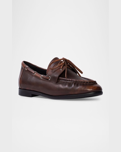 Leather Lace-Up Boat Loafers