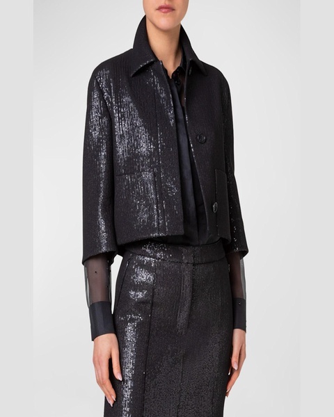 Winslow Silk Chiffon Sequin Short Jacket