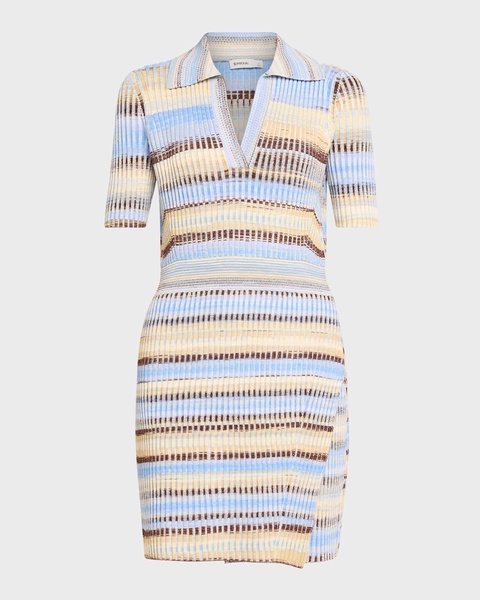 Solana Stripe Knit Polo Mini Dress