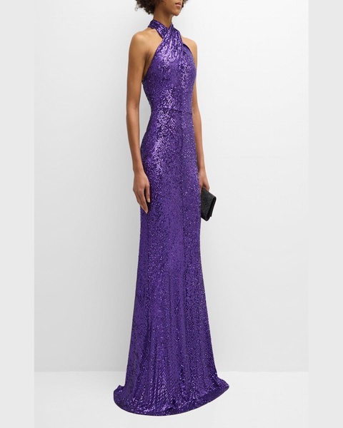 Sequin Halter Gown