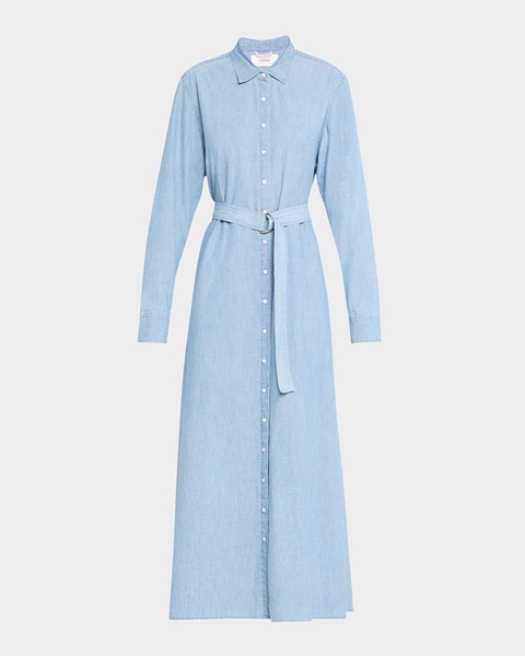 Bowen Belted Cotton Chambray Maxi Shirtdress