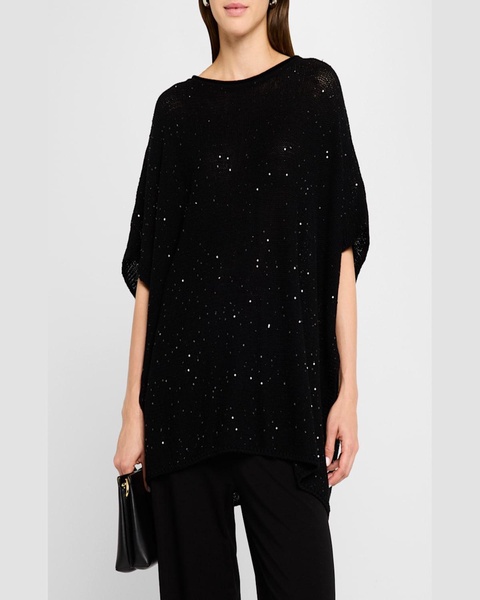 Sequin Knit Merino Wool Poncho