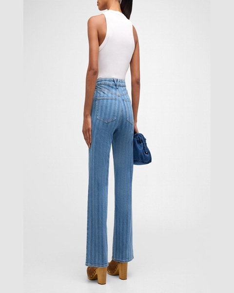 Crosbie Cropped Wide-Leg Stripe Jeans