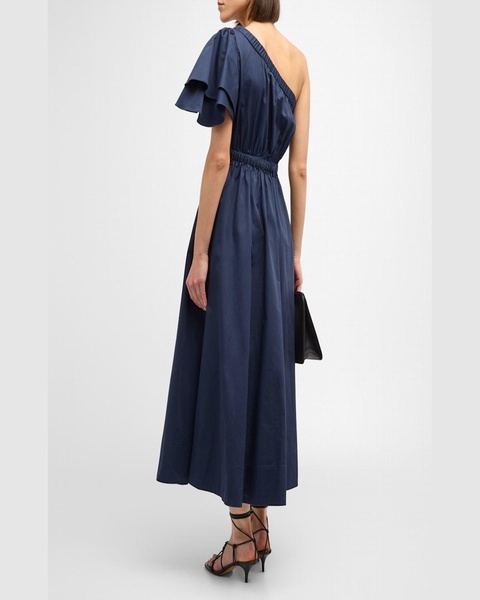 One-Shoulder Cotton Midi Dress