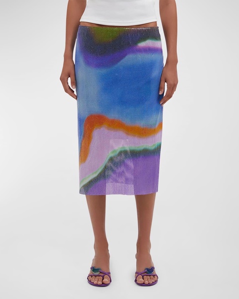 Aura Glowmesh Midi Skirt