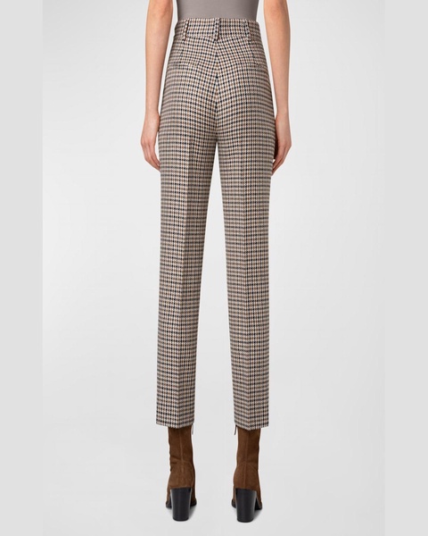 Feryn Houndstooth Shetland Tweed Tapered-Leg Ankle Pants