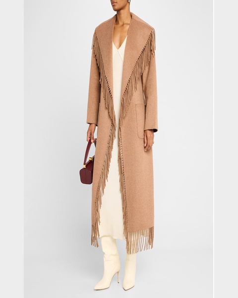 Carrie Belted Fringe Robe Coat