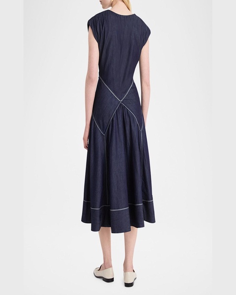 Skane Sleeveless Cotton Denim Midi Dress