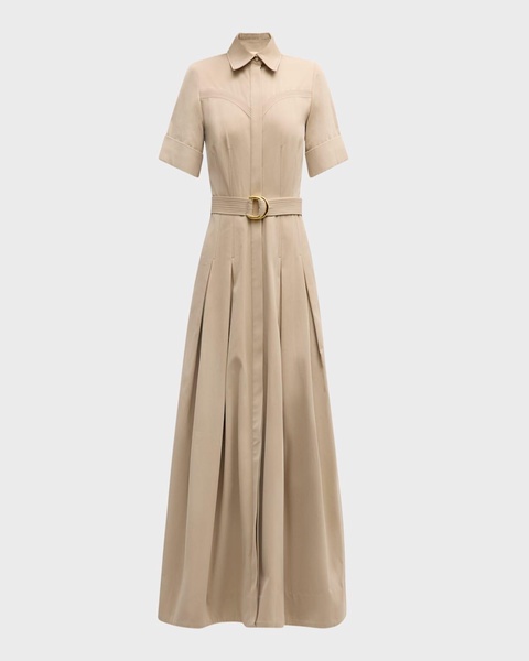 Leighton Belted Cotton Twill Maxi Shirtdress