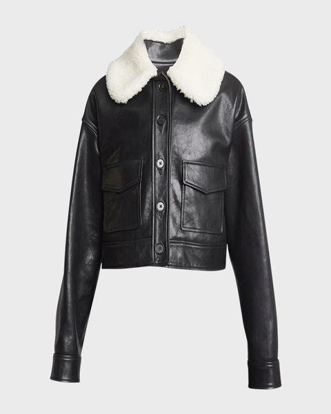 Judd Leather Jacket with Shearling Collar