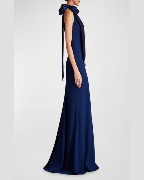 Sleeveless Mock-Neck Bow Gown