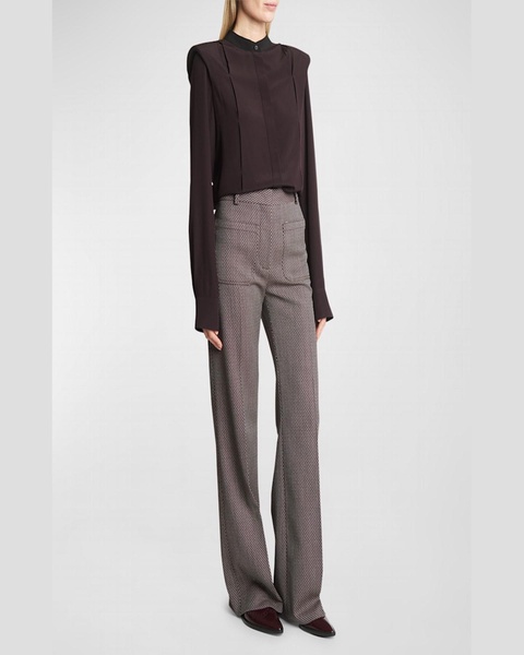 Alina Mid-Rise Straight-Leg Wool Trousers