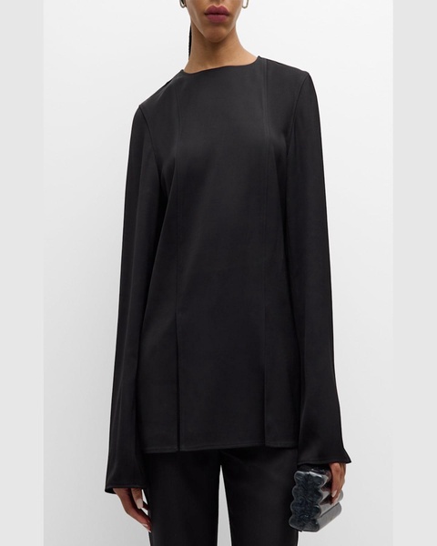 Renat Long-Sleeve Slits-Hem Blouse